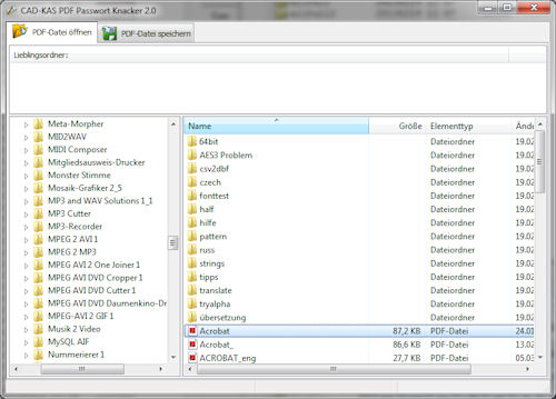 Ein Bildschirmschnappschu�, Sie sehen wie unser Programm PDF Passwort Knacker aussieht